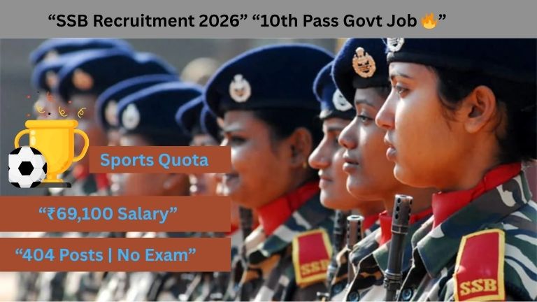 SSB Constable Recruitment 2026: 10th Pass Sports Quota Jobs | ಲಿಖಿತ ಪರೀಕ್ಷೆ ಇಲ್ಲದೆ SSBನಲ್ಲಿ 404 ಹುದ್ದೆಗಳ ನೇಮಕಾತಿ!