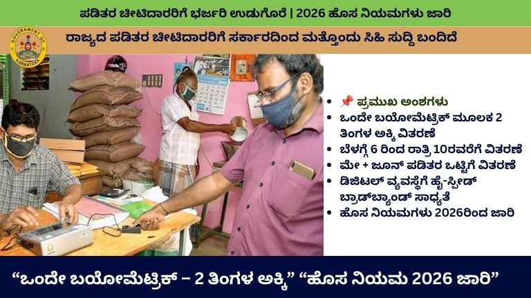 Ration Card New Rules 2026: ಒಂದೇ Biometric ನಲ್ಲಿ 2 Months Ration – ಪಡಿತರ ಚೀಟಿದಾರರಿಗೆ ಭರ್ಜರಿ ಗಿಫ್ಟ್!
